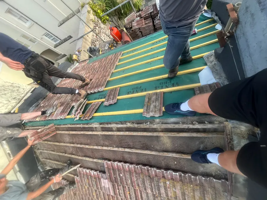 New felt and battens going on during the Brighton re-roof, August 2026, FR Roofing Solutions