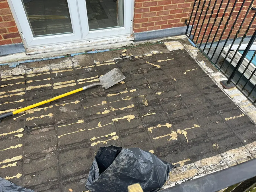 Flat roof deck cleared and prepared in East Grinstead, FR Roofing Solutions