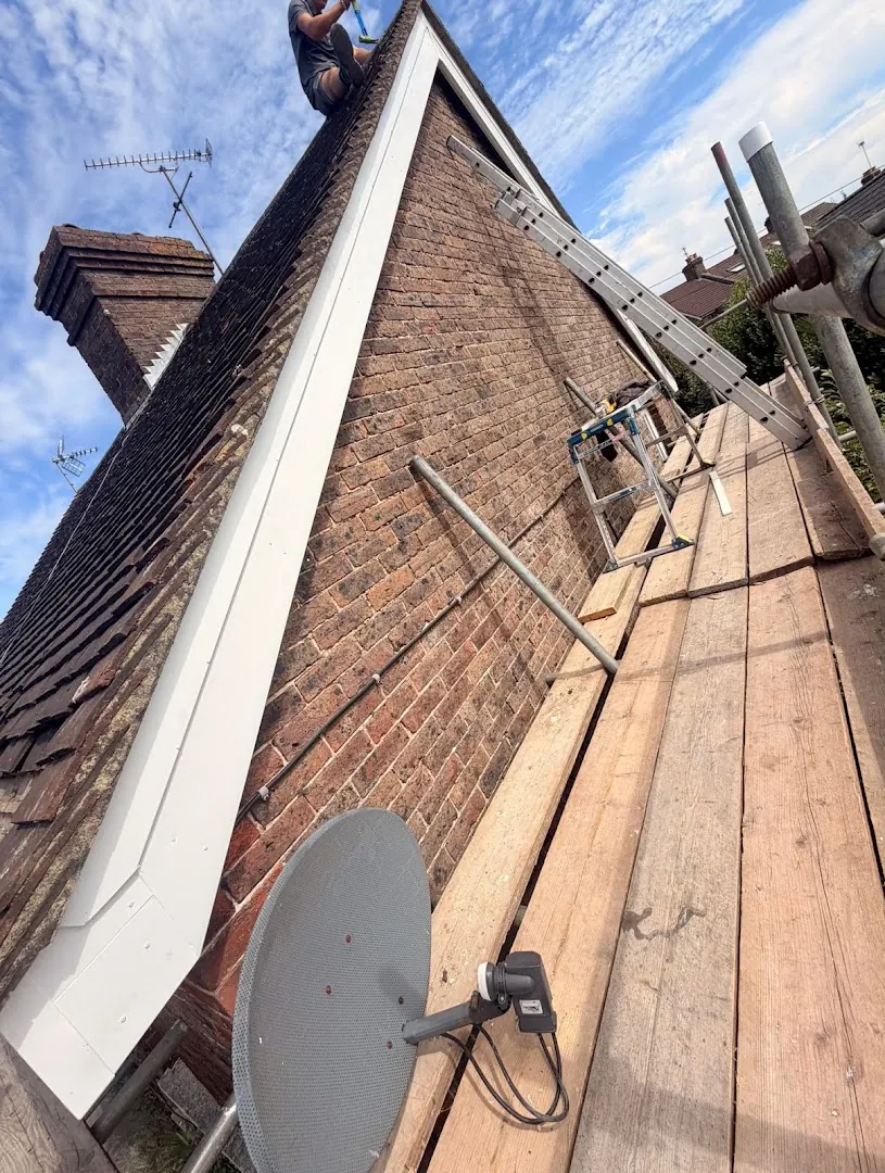 Gable verge and bargeboard from the scaffold, FR Roofing Solutions