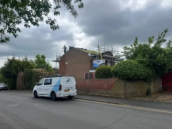 FR Roofing Solutions van outside the Haywards Heath job, FR Roofing Solutions